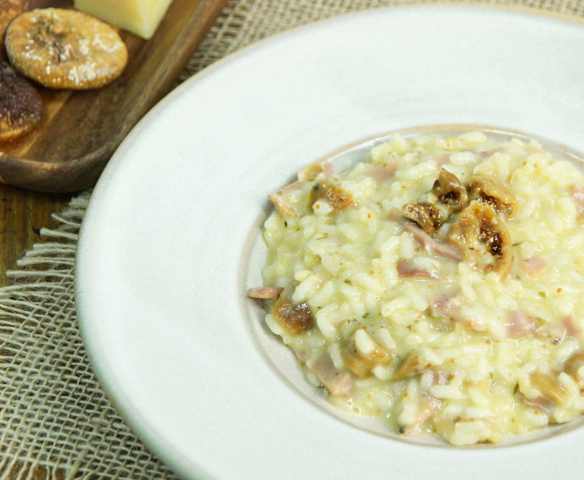 Risoto de presunto Parma com figo