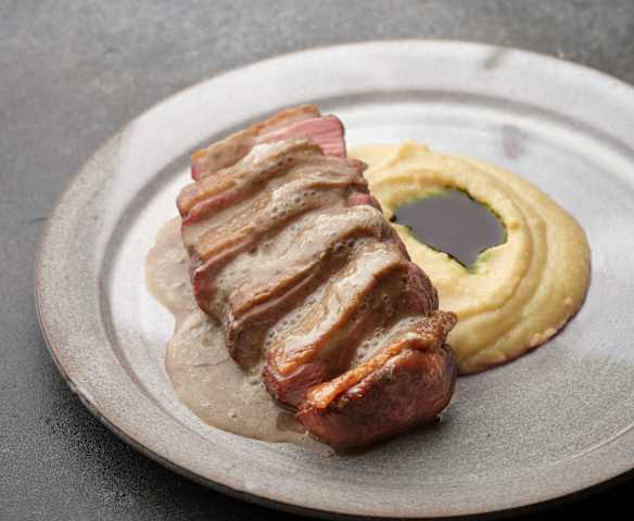 Roasted Duck Breast with Yellow Split Pea Purée