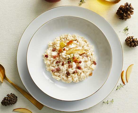 Risotto mele, speck e timo
