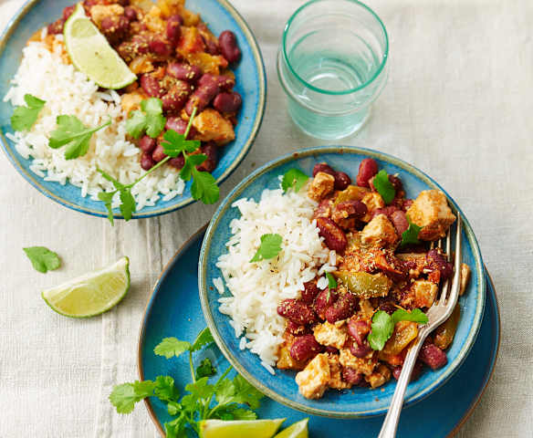 Chili sin carne au tofu, tomates et poivrons