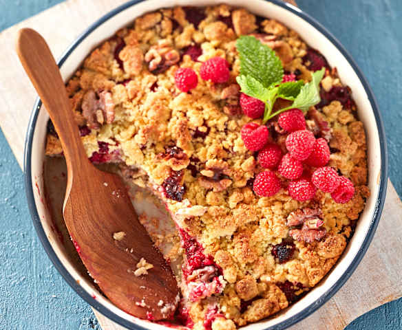 Apfel-Himbeer-Crumble