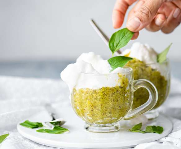 Frozen cappuccino al kiwi e basilico
