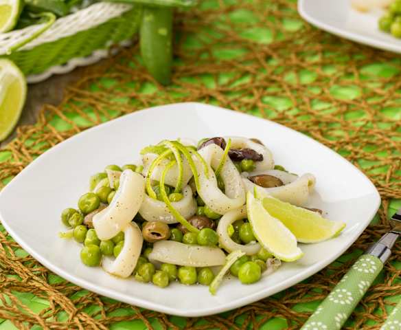 Insalata di totano e piselli al lime