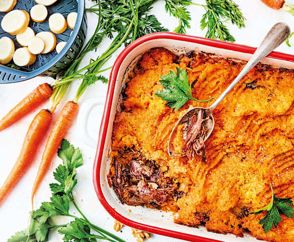 Parmentier de canard, panais et carotte Parmentier de canard, panais et carotte