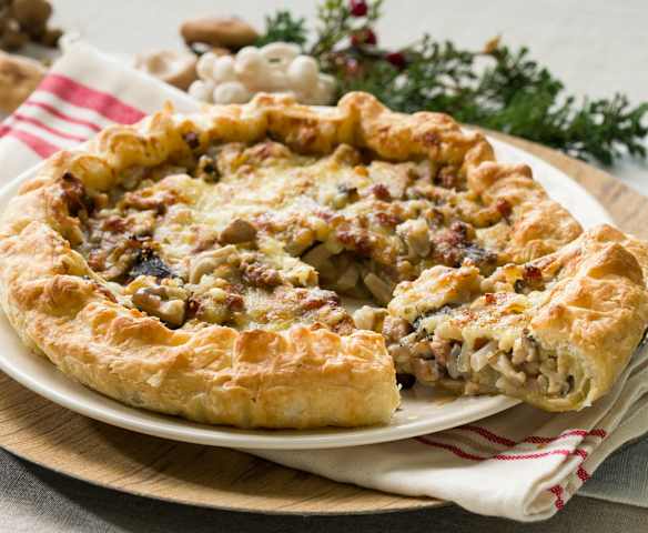 Hojaldre de setas y beicon