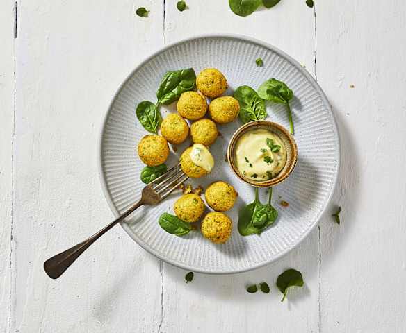 Polpette di tempeh con mayo alla menta (vegan)