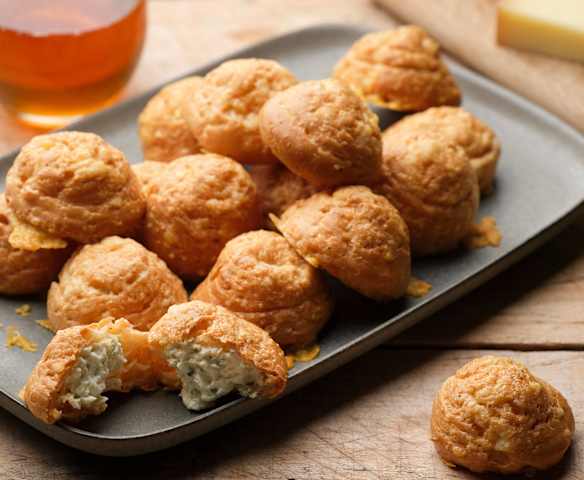 Cheese Puffs with Whipped Honey Cream Cheese