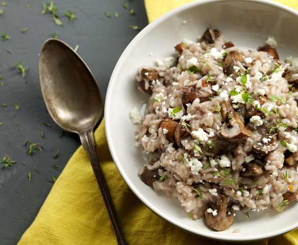 Risoto de vinho tinto e cogumelos
