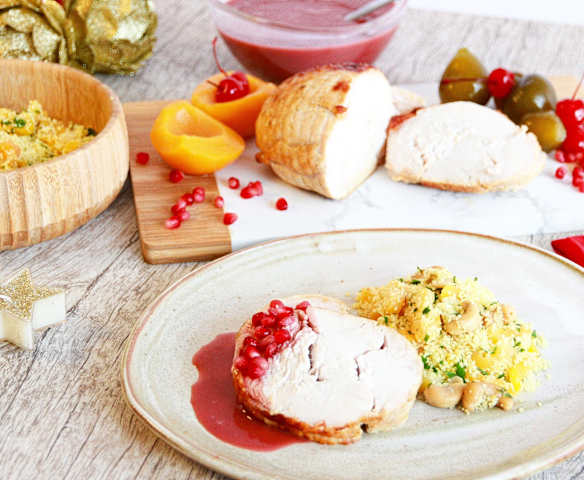 Peito de peru com molho de romã