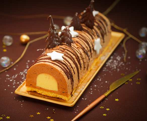 Bûche glacée chocolat et crème brûlée