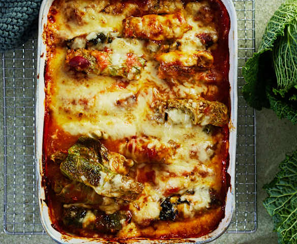 Wirsing-Cannelloni aus dem Ofen