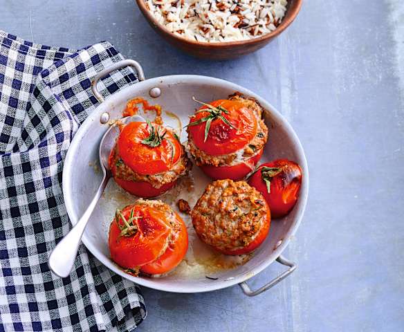 Tomates farcies à la coriandre et riz sauvage