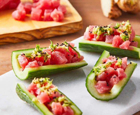 Cazuelitas de pepino con atún