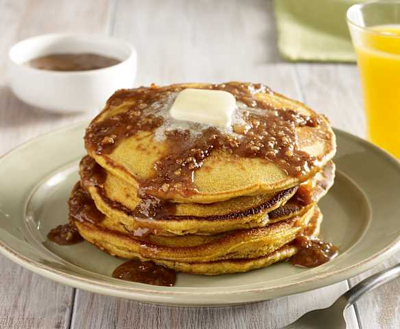 Pumpkin Pancakes with Praline Maple Syrup Pumpkin Pancakes with Praline Maple Syrup
