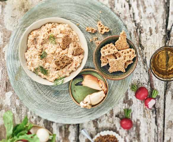 Tartinable crevettes, crabe et surimi au mélange du trappeur