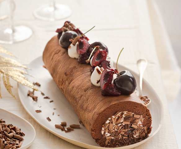 Forêt noire en bûche roulée