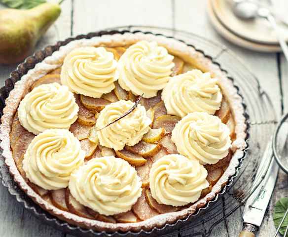 Tarte aux poires et ganache à la vanille