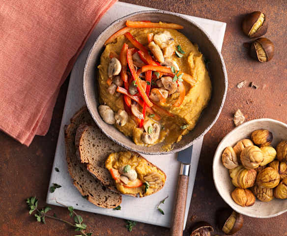 Maroni-Linsenaufstrich mit Champignons