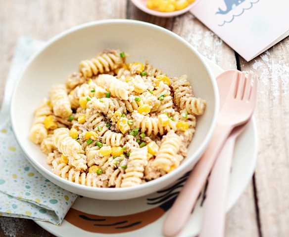 Baby-friendly Cheesy Tuna and Sweetcorn Pasta Salad Baby-friendly Cheesy Tuna and Sweetcorn Pasta Salad