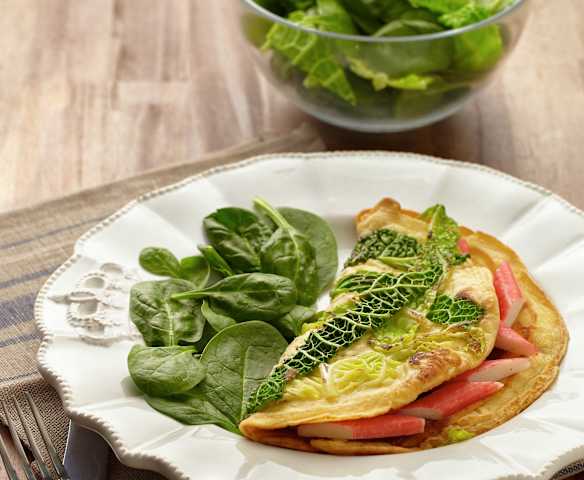 Nadýchaná omeleta s krabími tyčinkami