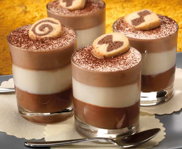 Mousse ze tří druhů čokolády