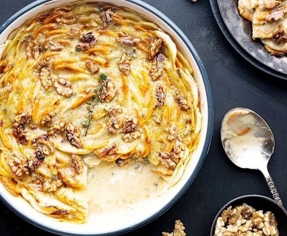 Vegetales gratinados con queso azul Vegetales gratinados con queso azul