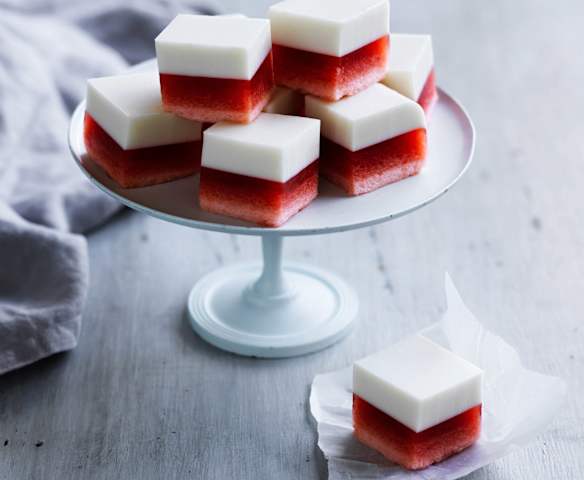 Orange, raspberry and coconut jellies