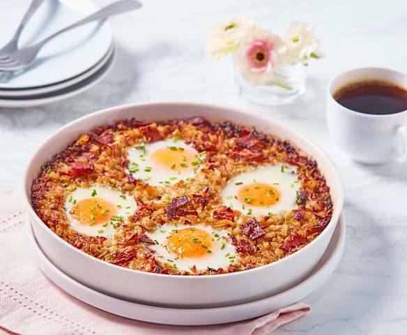 Hachis de pommes de terre grillé au bacon