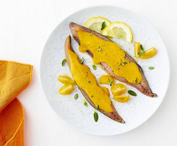 Sgombro con crema di datterini gialli sottovuoto