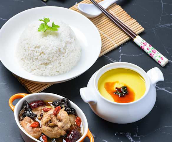 Three-in-One Meal (Rice, Steamed Egg and Dang Gui Chicken)