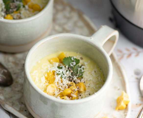 Gaspacho au maïs et au piment jalapeño