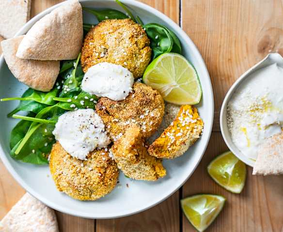 Boulettes de patate douce, sauce au sésame