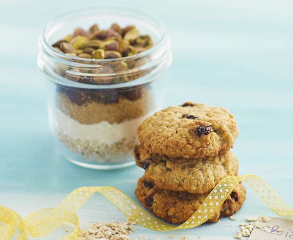 Preparato per biscotti di avena, pistacchi e mirtilli rossi Preparato per biscotti di avena, pistacchi e mirtilli rossi