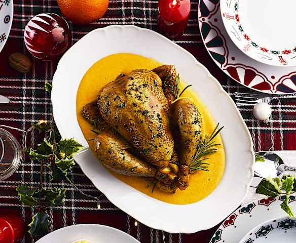 Cappone agli agrumi con purè di carote