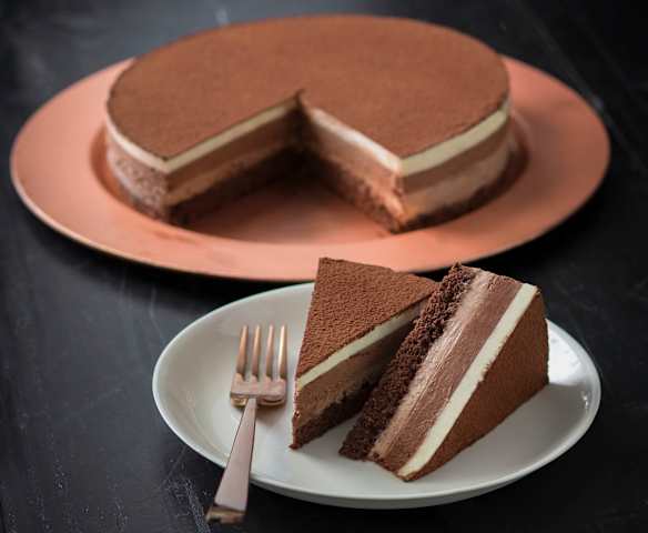 Triple chocolate layer cake