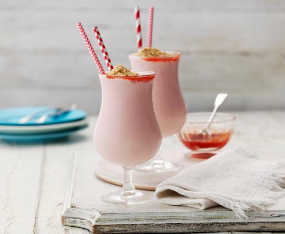 Malteada de cheesecake de fresa