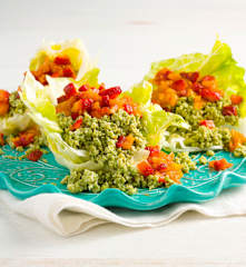 Ginger Pork Lettuce Cups with Strawberry Chutney