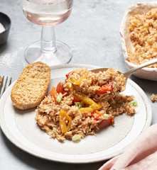 Pilaf de arroz con ternera y pimientos