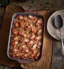 Arroz de pato com cogumelos e bacon