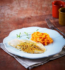 Pescado empapelado con puré de calabaza