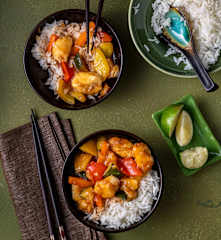 Huhn süß-sauer mit Basmatireis