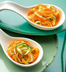 Steamed carrot and zucchini tagliatelle