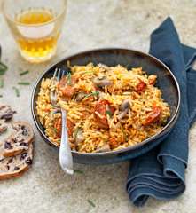 Riz aux champignons et chorizo