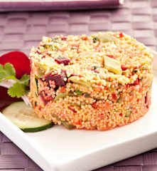 Pilaf de mijo con remolacha y judías verdes