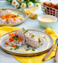 Dorsz w sosie cytrynowym z musztardą i marchewką