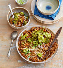 Dahl de lentilles vertes et brocoli au lait de coco