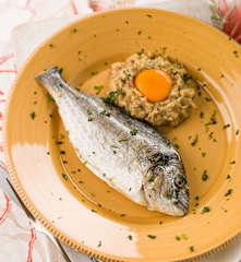 Douradas com açorda de coentros