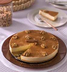 Pastel de queso y crema pastelera a la canela