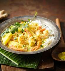 Cari de crevettes aux courgettes et ananas
