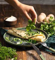 Omlet z ziołami na parze